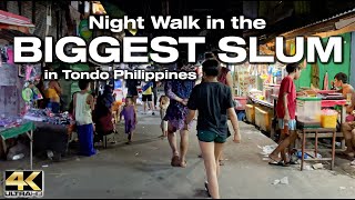 NIGHT WALK in the BIGGEST SLUM in the Philippines - Happy Land Tondo Manila [4K]