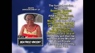 Beatrice Vincent nee Andrew ~ Short Obituary