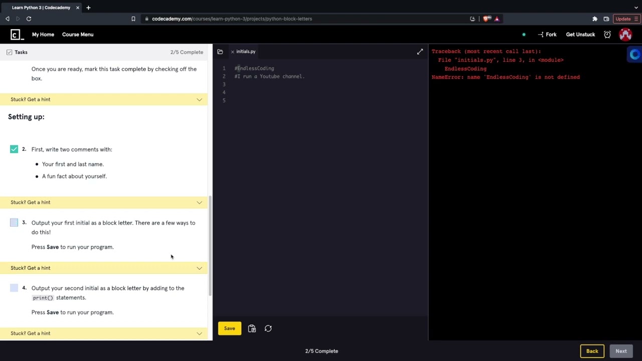 Block Letters Coding Project | Codecademy Tutorial | Programming ...