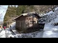 magome to tsumago trial part 3. walking on the ice snow and alongside the waterfalls