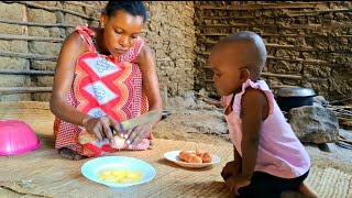 African Village Life Of Our Organic Mom Cooking  Village Food Egg Curry For Breakfast.