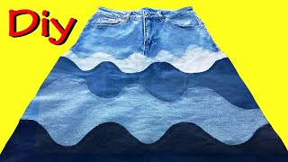 Diy / How to turn jeans into a fabulous skirt / Upcycling ideas with old clothes / Easy sewing skirt