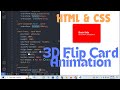 Create a 3D Flip Card Animation with HTML & CSS  || Web design animation Tutorial