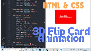 Create a 3D Flip Card Animation with HTML & CSS || Web design animation Tutorial