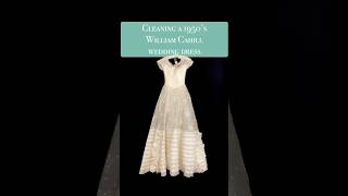 A 195Os vintage Cahill wedding dress gets brightened and stains removed #vintagebride #dresscleaning