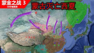 【3D沙盘推演蒙古灭西夏】蒙古20万骑兵灭亡200多万人口的西夏，全民皆兵的党项族几乎灭族（信息素原创制作）蒙金3