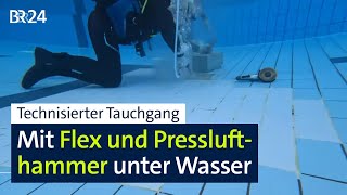 Technik-Einsatz unter Wasser: Bohren und flexen im vollen Schwimmbad | BR24