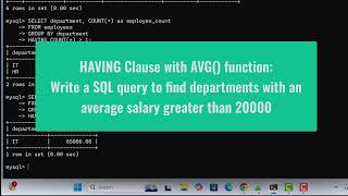 Learn SQL with MySQL Database | HAVING Clause – Filter Groups After GROUP BY using CLI