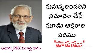 ఈ లోకములో మనుష్యులందరిని సమానం చేసేది పాపము మాత్రమే ||ఆచార్య RRK మూర్తి గారు