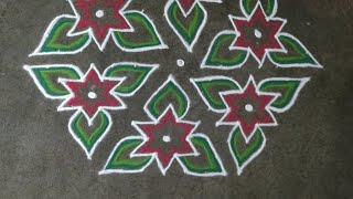 कम colors used करके बानाए colorful रंगोली | Dots kolam | 15*8 dots Rangoli | dots muggulu |kolam