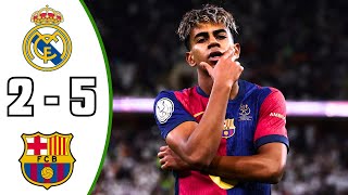 Barcelona vs Real Madrid 5-2 Highlights \u0026 All Goals ● English Commentary ● Final 2025 HD