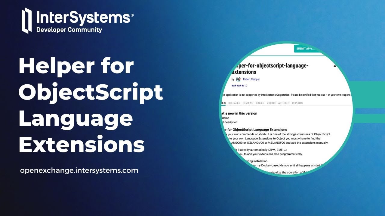 Helper For Objectscript Language Extensions Youtube