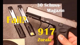 30 Schuss Magazin für Zoraki Schreckschuss, Flop in der 917? Nachtestung mit Schusstest