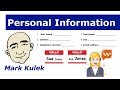 Personal Information - name, address + more | Learn English - Mark Kulek ESL