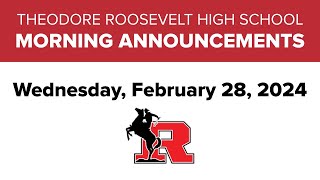 TRHS Morning Announcements – Wednesday, February 28, 2024