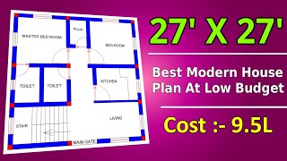 27 x 27 House Plan with 2 Bhk II 27 x 27 House Design II 27 x 27 Ghar ka Naksha