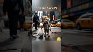 Surviving the Cold Streets: The Saddest Stray Cats Ever 💔 #kitten #cat #youtubeshorts #ai #kitty