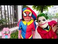 superhero s story team colorful spider man vs colorful mask guy team – epic showdown action