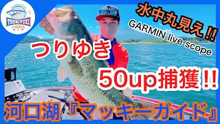 【河口湖】人生初ガイド‼︎水中丸見え⁉︎つりゆき水中サイトで50up捕獲‼︎GARMIN Live scope シューティング。