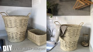 FAÇA VOCÊ MESMO - Cesto para roupa feito com corda de sisal #diy