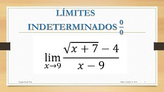 Límites indeterminados 0/0 (Por Racionalización)