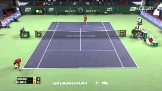 Roger Federer 4 Aces in a row vs Djokovic- Shanghai 2014.SF