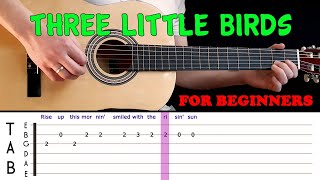 THREE LITTLE BIRDS | Easy guitar melody lesson for beginners (with tabs) - Bob Marley