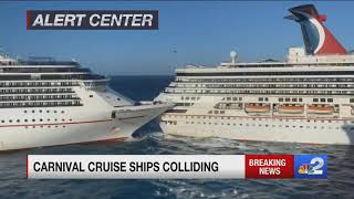 Carnival cruise ships collide in Cozumel Mexico