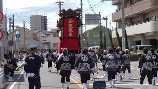 長尾の春祭り本祭　2018年4月15日　小迎組鳳凰車しゃぎりダイジェスト（交差点を勢いよく曲がります）