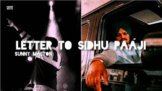 Letter To Sidhu - Sunny Malton Lyrics✨Anant Varma