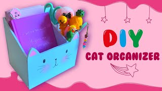 Kawaii Cat Organizer - AMAZING DESK DECOR IDEAS - Desk Organizer - Back To School Hacks and Crafts