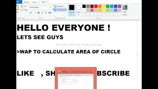 Program to calculate Area of circle #java#interview#IT#Software#coding#logic#areaofcircle#programmin
