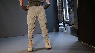 Pantalon cargo multi-poches pour hommes, pantalon décontracté, vêtements de l'armée noirs, vêtements