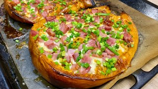 🔥😛Pumpkin tastes better than Pizza! Baked Pumpkin with Cheese and Bacon!