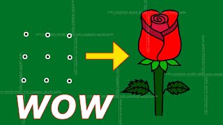 how to draw a rose step by step, Dots Drawing, animation, info creation world wide