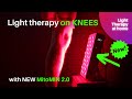 Light therapy on knees using affordable red light therapy panel MitoMIN 2.0