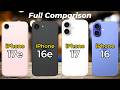 iPhone 17e vs iPhone 16e vs iPhone 17 vs iPhone 16 🔥 Full Specs Comparison