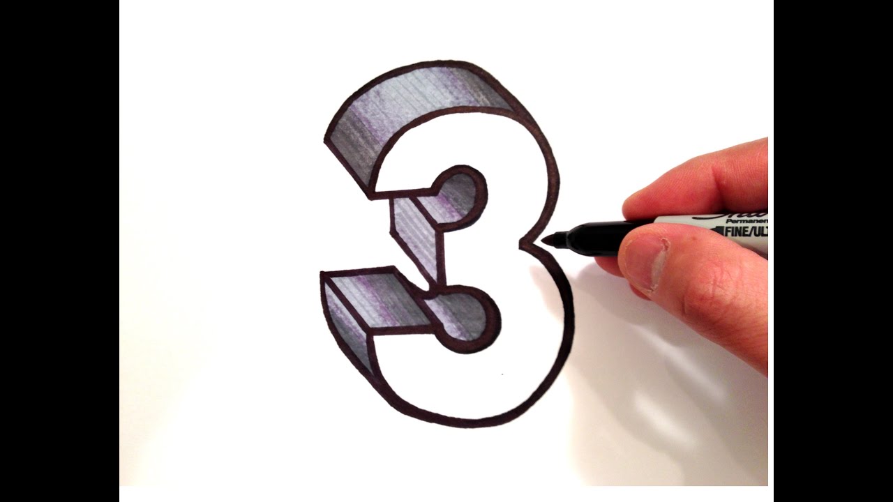 How To Draw The Number 3 In 3d Youtube