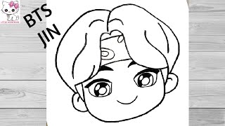 BTS drawing | How to Draw JIN from TinyTAN BTS Step by Step | BTS JIN | Bts Jin drawing
