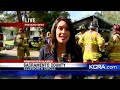 firefighter falls through garage roof