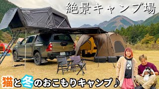 猫と冬のおこもりキャンプ！岐阜県のあまり知られていない穴場絶景キャンプ場！！【RVパークHESTA板取川温泉】