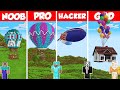 Ballon House / AirShip Build Battle Challenge - Noob vs Pro vs Hacker vs God - Minecraft Animation