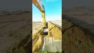 The process of trenching in a straight line