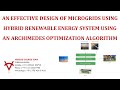 DESIGN OF MICROGRIDS USING HYBRID RENEWABLE ENERGY SYSTEM USING AN ARCHIMEDES OPTIMIZATION ALGORITHM