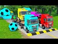 TRANSPORTING PIXAR CARS & FRUITS WITH COLORED & JOHN DEERE vs CLAAS vs TRACTORS - BeamNG.drive #962