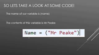 KS3 Computing Python - Variables part 1