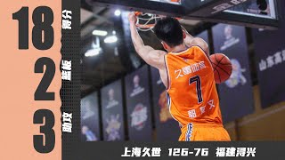 表演秀！郭昊文全场18分2篮板3助攻1抢断 | 上海126-76福建 | CBA第10轮