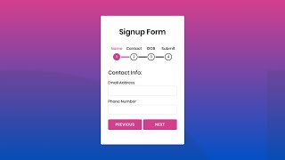 Multi Step Form with Progress Bar in HTML CSS & JavaScript | CodingNepal
