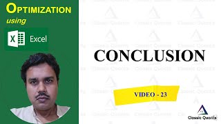 23. Conclusion | Optimization Using Excel