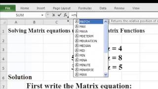 Solving Systems of Equations by using Excel Functions